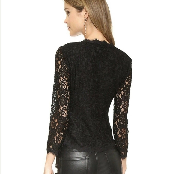 Diane Von Furstenberg Bria Floral Lace Fitted Jacket / Black Lace Cardigan S - Picture 2 of 7